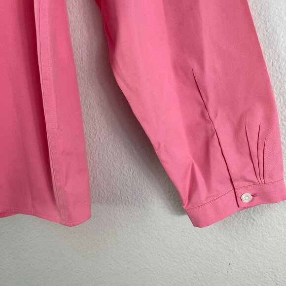 LL Bean Womens Plus 1X Pink Wrinkle Free Collarless Button Up Shirt Long Sleeve - Picture 8 of 9